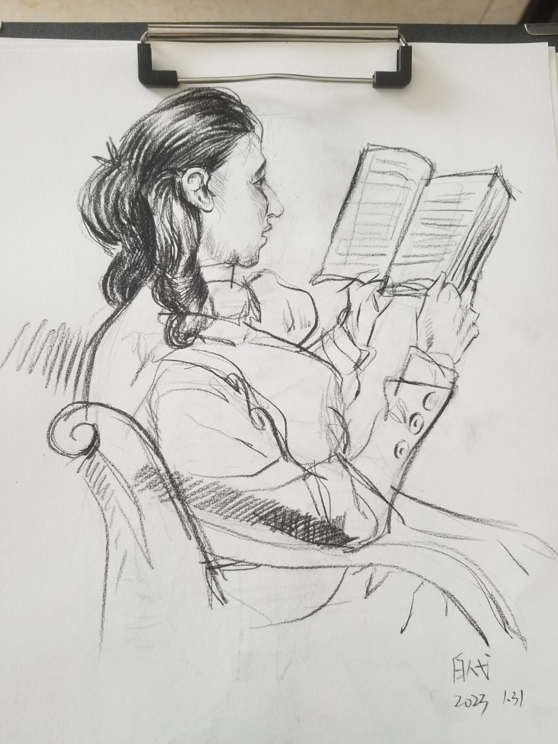 速写-读书 Sketch – Reading